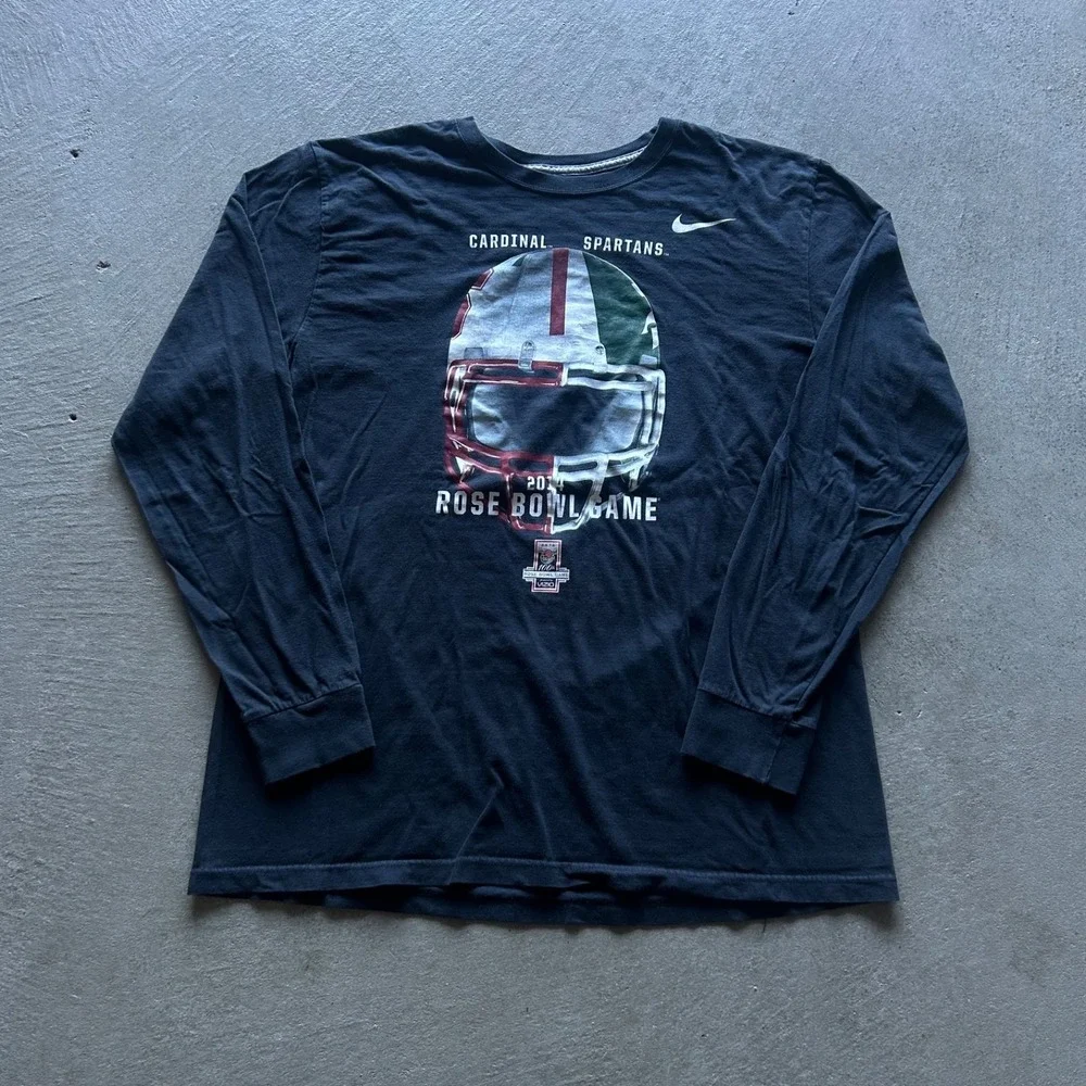 Nike 2014 Rose Bowl Game Long Sleeve Shirt Size XL Black Michigan State Stanford